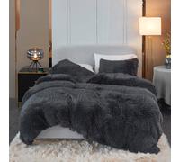 Groundlevel Black Faux Fur Duvet Cover Set