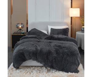 Groundlevel Black Faux Fur Duvet Cover Set