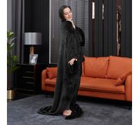 Groundlevel Black Wearable Super Soft Lounge Blanket