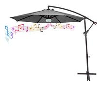 Groundlevel Bluetooth 3m Cantilver Banana Parasol With Colour Changing Light, Comes With Free Banana Parasol Cover - Charcoal Grey