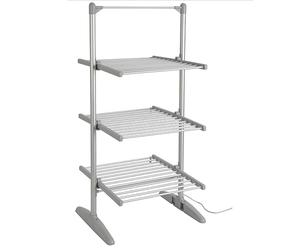 groundlevel.co.uk Energy Efficient Lightweight Aluminium Heated Electric Clothes Airer With Folding Feet, Space Saving - 3 tier 36 Rails Of Drying Space