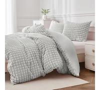 groundlevel.co.uk Luxury Faux Rabbit Fur Duvet Cover Set - Ultra-Soft & Plush Bedding for Elevated Comfort - Box Pattern (Silver, King 230 x 220 cms)
