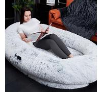 groundlevel.co.uk Oversized Fux Fur Human Pet Bed With Phone Pouch - Junior Size 132 x 80 x 25m.