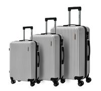 Groundlevel Cosmic Hard Shell 3 Piece Luggage Set in Silver Groundlevel Silver