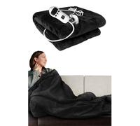 Groundlevel Cosy Electric Heated Blanket Throw Fleece With Adjustable Control - Black