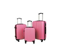 Groundlevel Delta Stripe 3 Piece Luggage Set - Pink, Green
