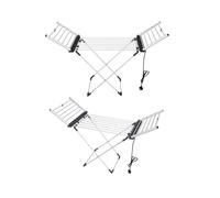 Groundlevel Extra Large 20 Bar Heated Electric Winged Clothes Airer with Timer in Silver Groundlevel Silver