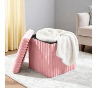 Groundlevel Faux Fur Ribbed Ottoman Storage Box