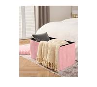 Groundlevel Faux Fur Ribbed Ottoman Storage Rectangle