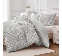 Groundlevel Faux Rabbit Fur Duvet Cover Set Silver - Double 200 x 200cm