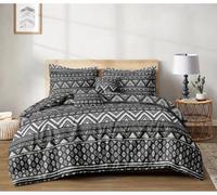 Groundlevel Geometric Charcoal Printed Duvet Cover Set