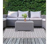 Groundlevel Grey And White Geometric Lightweight Outdoor Rug, 120Cmx180Cm (4Ftx6Ft)