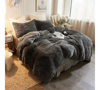 Groundlevel Grey Faux Fur Soft Duvet Cover Set