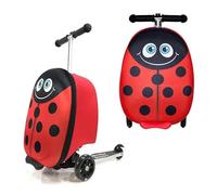 groundlevel Kids Ride-On Folding Suitcase - 2-in-1 Travel Luggage & Ride-On Toy | Lightweight, Foldable Carry-On with Wheels for Toddlers & Children (Ages 3-7) (Ladybug)