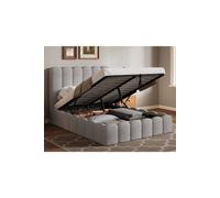 Groundlevel Kingsley Boucle Upholstered Bed Frame in Silver | Size: King Groundlevel Silver King