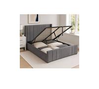 Groundlevel Langford Velvet Upholstered Ottoman Storage Bed in Grey | Size: Super King Groundlevel Grey Super King