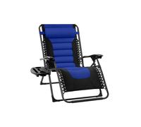 Groundlevel Luxury Gravity Garden Sun Lounger Relaxer Chair in Blue Groundlevel Blue