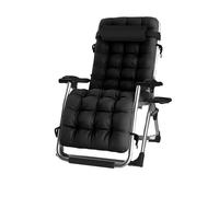 Groundlevel Luxury Gravity Garden Sun Lounger / Relaxer Chair with Cushion - Black