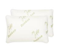 Groundlevel Medium Support Bamboo Memory Foam Pillow - Hypoallergenic Deep Fill Pillow Pair