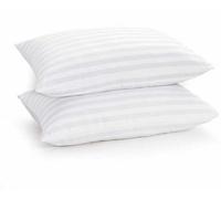 Groundlevel Medium Support Satin Stripe Pillow, Hypoallergenic, Comfy, Deep Fill Pillow Pair