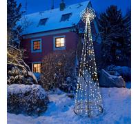 Groundlevel Metal Cone Tree With Led Lights And Star Burst Topper