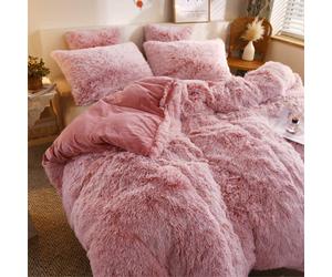 Groundlevel Pink Faux Fur Soft Duvet Cover Set