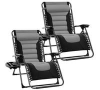 Luxury Gravity Garden Sun Lounger Relaxer Chair Groundlevel Grey One Size