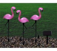 Groundlevel Set Of 3 Flamingo Led Solar Garden Lights