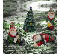Groundlevel Set Of 4 Naughty Garden Christmas Gnomes
