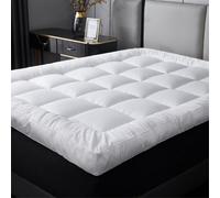 Groundlevel Small Double 4 Inch Thick Super Soft Mattress Topper, Hypoallergenic, Comfy, Deep Fill - Machine Washable