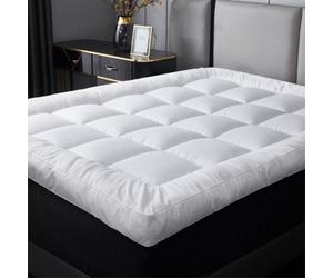 Groundlevel Small Double 4 Inch Thick Super Soft Mattress Topper, Hypoallergenic, Comfy, Deep Fill - Machine Washable