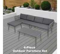 Groundlevel The Hamilton 4 Piece Outdoor Furniture Set in Grey Groundlevel Grey