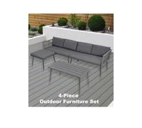 Groundlevel The Hamilton 4 Piece Outdoor Furniture Set in Grey Groundlevel Grey