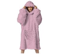 groundlevel Unisex Oversized Lounge Hoodie, Soft Faux Fur With Full Fleece Lining - Blush Pink