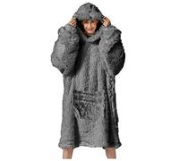 groundlevel Unisex Oversized Lounge Hoodie, Soft Faux Fur With Full Fleece Lining - Grey