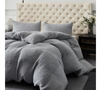 Ezysleep Winter Warm Soft Teddy Fleece Duvet Set in Silver | Size: King Ezysleep Silver King