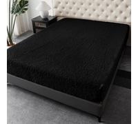 Ezysleep Winter Warm Soft Teddy Fleece Fitted Sheet in Black | Size: Double Ezysleep Black Double
