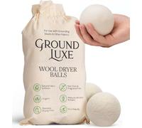 GroundLuxe Premium New Zealand Wool Dryer Balls - 6-Pack, 100% Organic, Hand-Felted, Reusable, Reduce Drying Time - Natural Fabric Softening, Wrinkle & Static Reduction