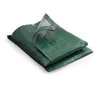 GroundMaster 140gsm Green/Silver Tarpaulin - Strong Waterproof Heavy Duty Groundsheet Cover (5.5m x 7m)
