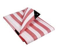 GroundMaster 170gsm Red/White Heavy Duty Striped Tarpaulins - Waterproof Versatile Outdoor Market Stall Sheet Cover (5.5m x 7m)