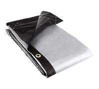 GroundMaster 270gsm Black/Silver Tarpaulin - Waterproof Outdoor Dual-Sided Versatile Groundsheet Cover (3m x 3.6m (10ft x 12ft))