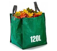 GroundMaster Heavy Duty Garden Waste Bag - 120L Polypropylene Refuse Sack - Reinforced Hems, Stitched Handles Extra Strong Waste Bag - Reusable Garden Sack for Leaves, Rubble, and Compost (Pack of 5)