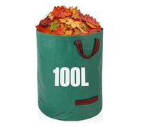 GroundMaster Round Heavy-duty Garden Waste Bags - 100L Woven Polypropylene Garden Sack - Waterproof Reinforced Extra-strong Waste Bags with Handle - Ideal for Leaves, Rubble, and Soil (Pack of 4)