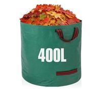 GroundMaster Round Heavy-duty Garden Waste Bags - 400L Woven Polypropylene Garden Sack - Waterproof Reinforced Extra-strong Waste Bags with Handle - Ideal for Leaves, Rubble, and Soil (Pack of 10)