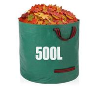 GroundMaster Round Heavy-duty Garden Waste Bags - 500L Woven Polypropylene Garden Sack - Waterproof Reinforced Extra-strong Waste Bags with Handle - Ideal for Leaves, Rubble, and Soil (Pack of 3)
