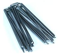GroundMaster Weed Membrane Pegs 150mm U-Shaped Metal Ground Staples | 150mm U-Shaped Metal Garden Pegs, Heavy Duty Weed Control Membrane Pins & Ground Staples, 3mm Steel, Pack of 50