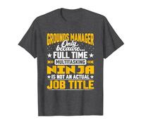 Grounds Manager Job Title - Funny Landscaping Director CEO T-Shirt, Men, Dark Heather Grey, 5X-Large