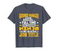 Grounds Manager Job Title - Funny Landscaping Director CEO T-Shirt, Men, Heather Blue, 5X-Large