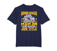 Grounds Manager Job Title - Funny Landscaping Director CEO T-Shirt, Men's Big and Tall, Navy Blue, 5X Tall