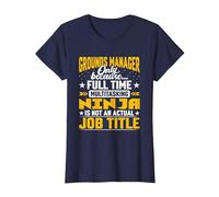 Grounds Manager Job Title - Funny Landscaping Director CEO T-Shirt, Women, Navy Blue, Medium